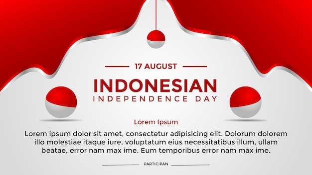 banner template with red and white ornaments Indonesian independence day theme