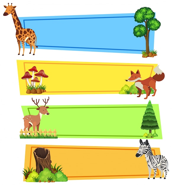 Vector banner template with wild animals