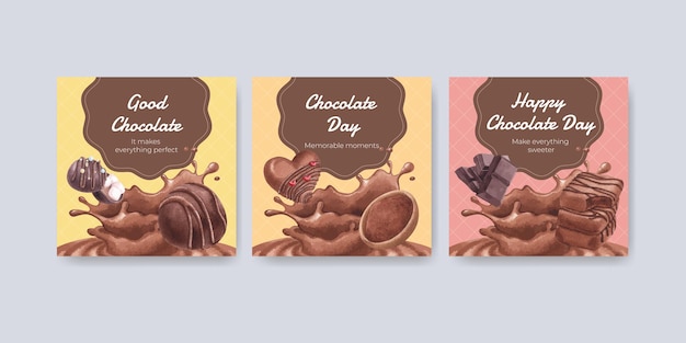 Modello di banner con il concetto di giornata mondiale del cioccolato