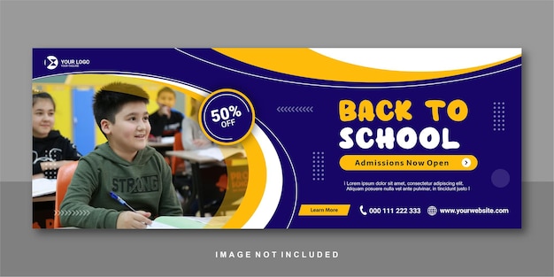 Vector banner terug naar school facebook cover premium design