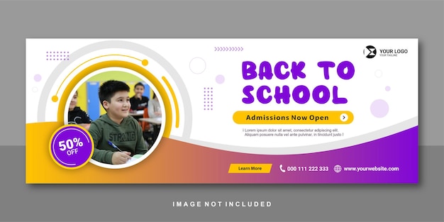 Vector banner terug naar school facebook cover premium design