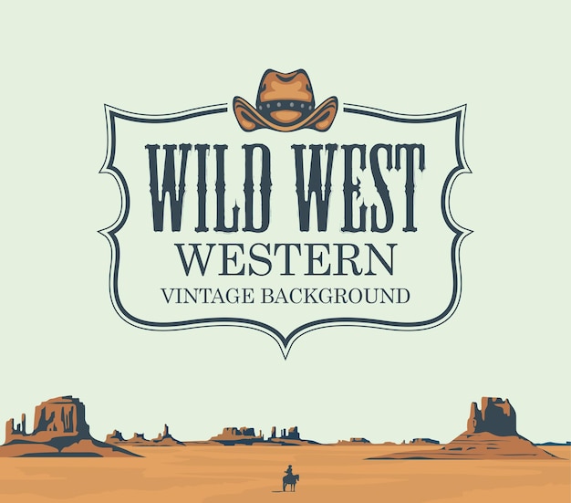 Vector banner on the theme of wild west with cowboy