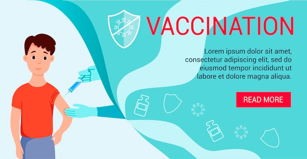 Banner sul tema della vaccinazione siringa e iniettare il vaccino