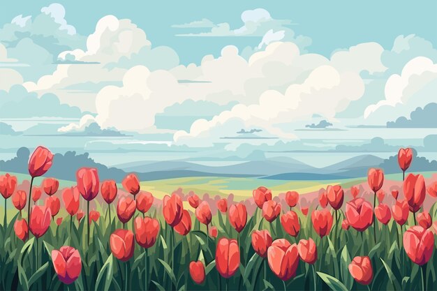 Banner tulpen bloemen op vector kunst illustratie