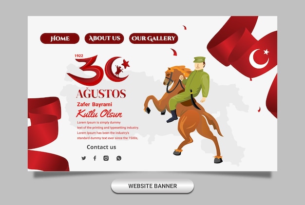 Баннер для веб-сайта Дня Победы в Турции 30 Agustos premium vectorjpg