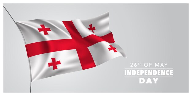 Banner van de onafhankelijkheidsdag van Georgië. Georgische vakantie 26 mei-ontwerp met wapperende vlag