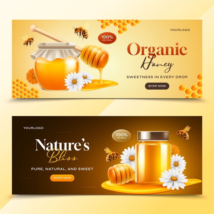 Vector banner van honingproducten in realistische stijl