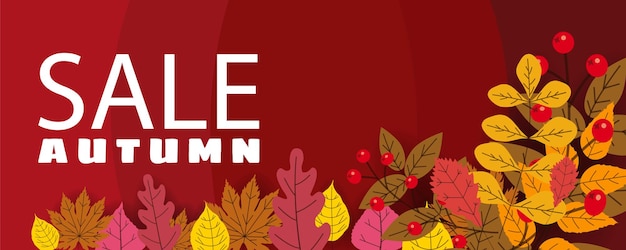 Banner voor Autumn Sale achtergrond met vallende bladeren geel oranje bruin herfst