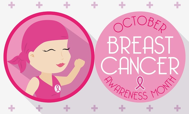 Banner voor de Breast Cancer Awareness Month in oktober, waarop een meisje haar strijd tegen kanker viert