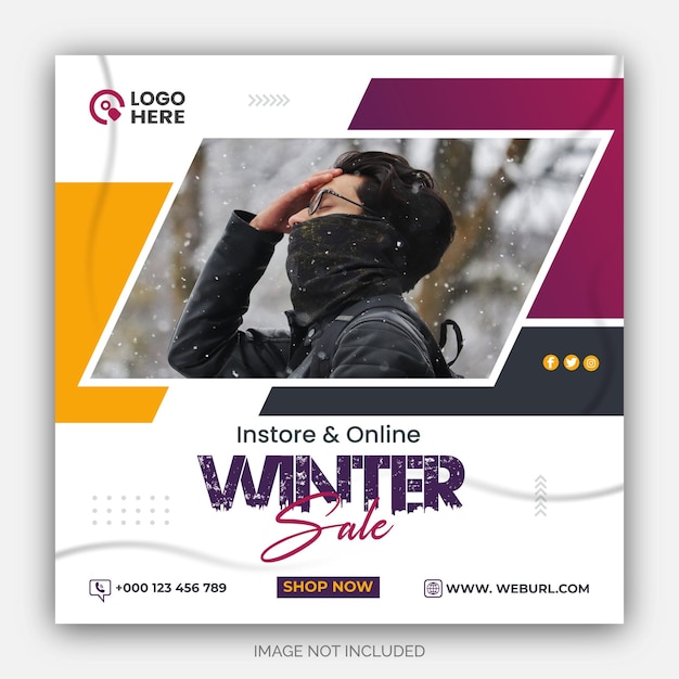 Vector banner voor de promotie van de winterverkoop op sociale media