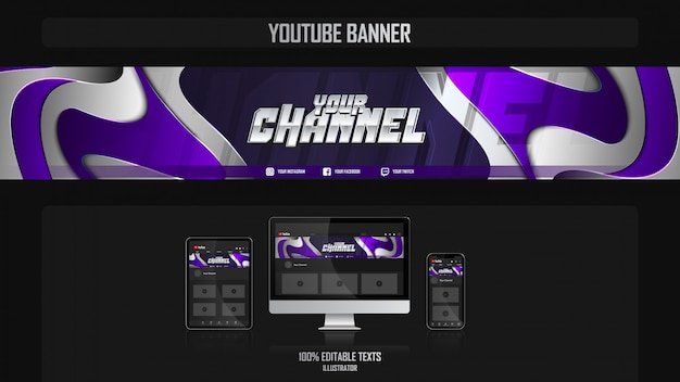 Banner voor social media kanaal met gamer concept