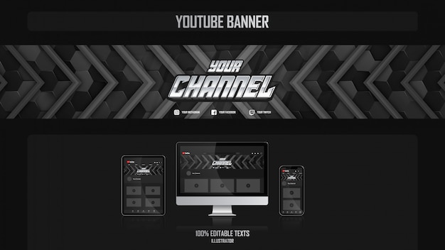 Banner voor youtube-kanaal met gamer-concept