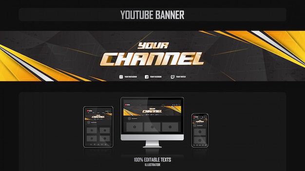 Banner voor youtube-kanaal met gamer-concept