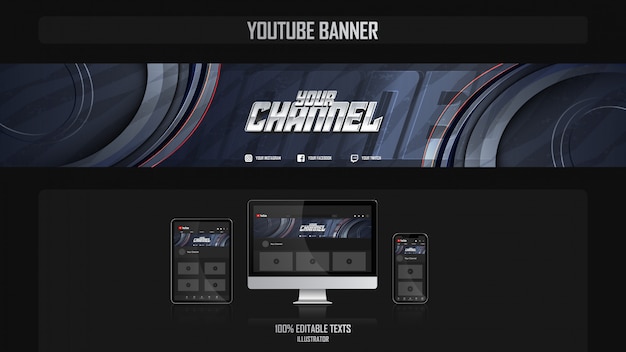 Banner voor youtube-kanaal met luxe concept