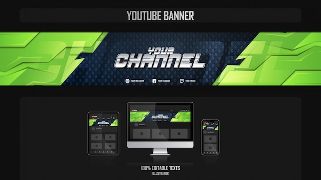 Banner voor youtube-kanaal met sport-concept