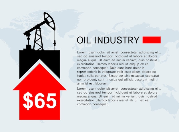 Вектор Баннер с качалкой для добычи нефти и стрелкой вверх дороговизна за баррель