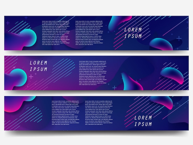 Vector banner with abstract fluid background set