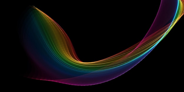 Banner with an abstract rainbow coloured flowing waves design