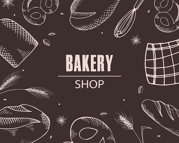 Vector banner with bakery products