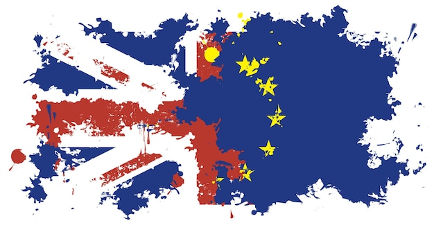 Vector banner with britain and eu flags