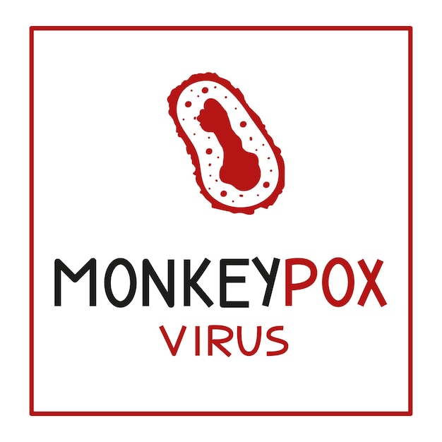 Banner with the cells of monkey pox virus informing about the spread of the disease