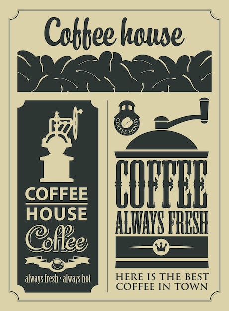 Banner with coffee grinders and beans