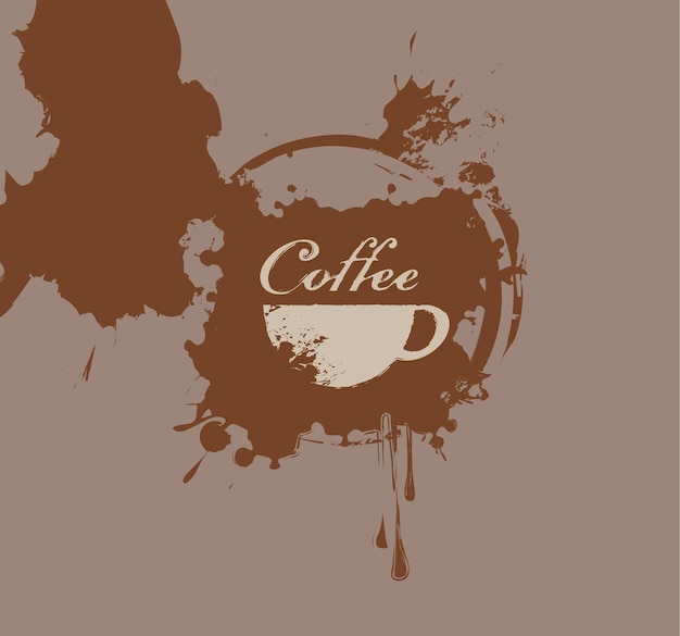 banner with cup of coffee and splashes