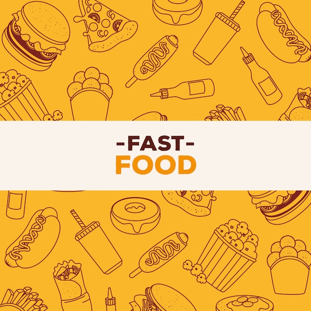 Banner with different delicious fast food