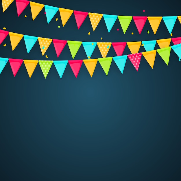 Vector banner with garland of flags and ribbons