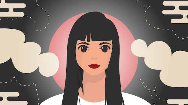 Banner with a girl closeup Strong girl on front view Vector illustration