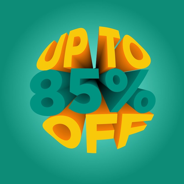 Vector banner with green background discount and promotion percentage 85 off