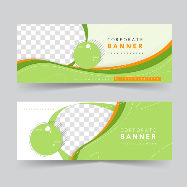 A banner with a green and orange design