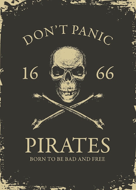 banner with hand-drawn illustration with pirate skull