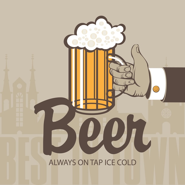 Vector banner with hand with glass of beer