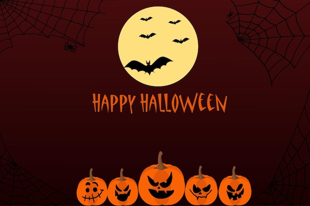 Banner with happy halloween pumpkins vector illustration