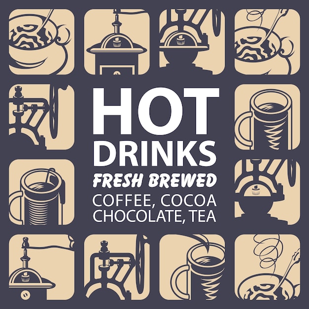 banner with labels for hot drinks