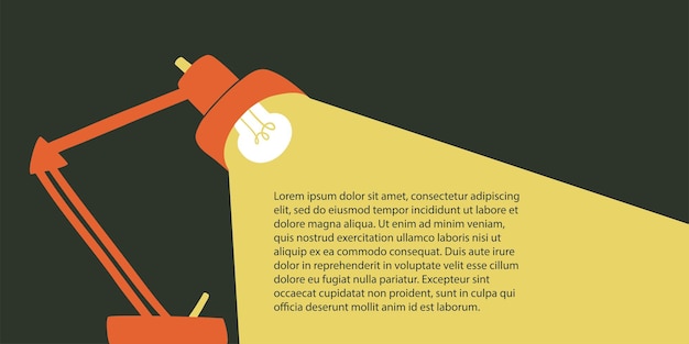 Banner with a lamp that illuminates the text vector illustration in flat style