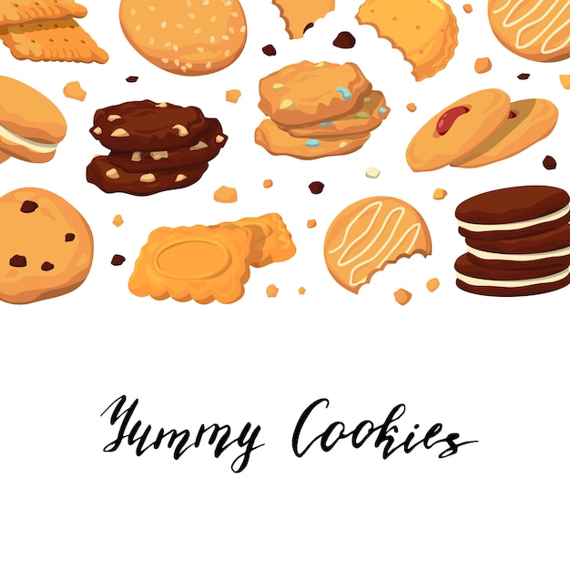 Banner with lettering and with cartoon cookies