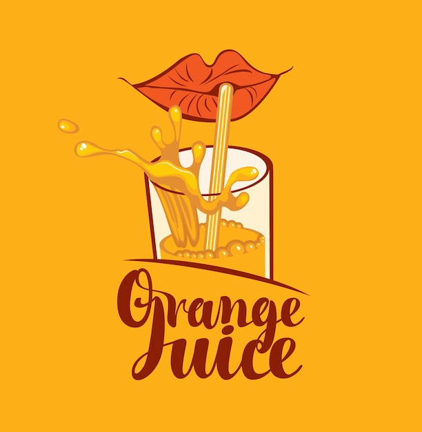 Banner with lips and glass of orange juice