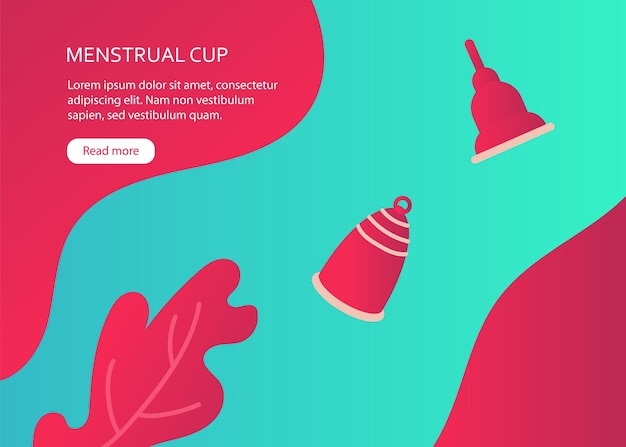 Banner with menstrual cups in flat style