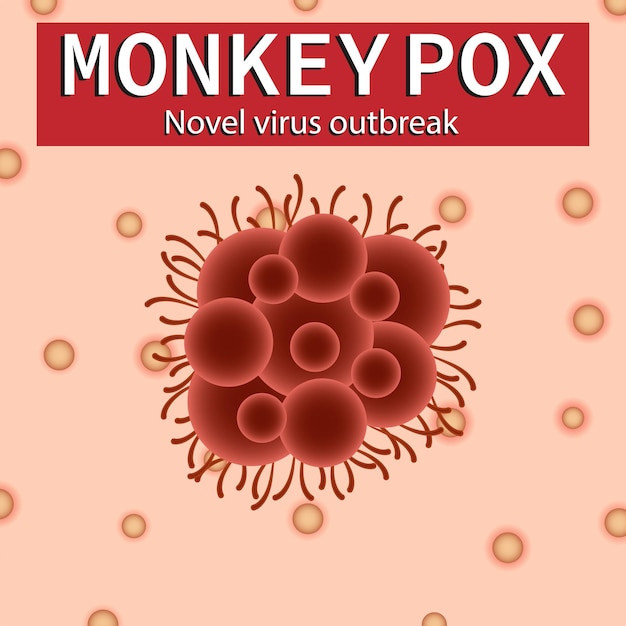 A banner with the monkey pox virus on the skin Pandemic design of the outbreak of the monkey pox