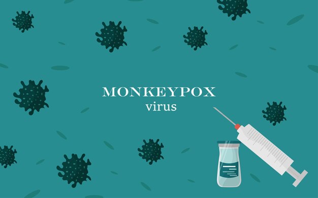Banner with monkey pox viruses informing about the spread of the disease