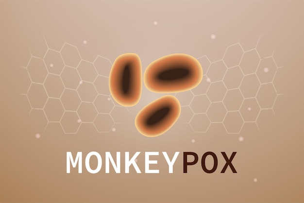 A banner with the monkeypox virus Monkey pox virus outbreak pandemic design with microscopic view