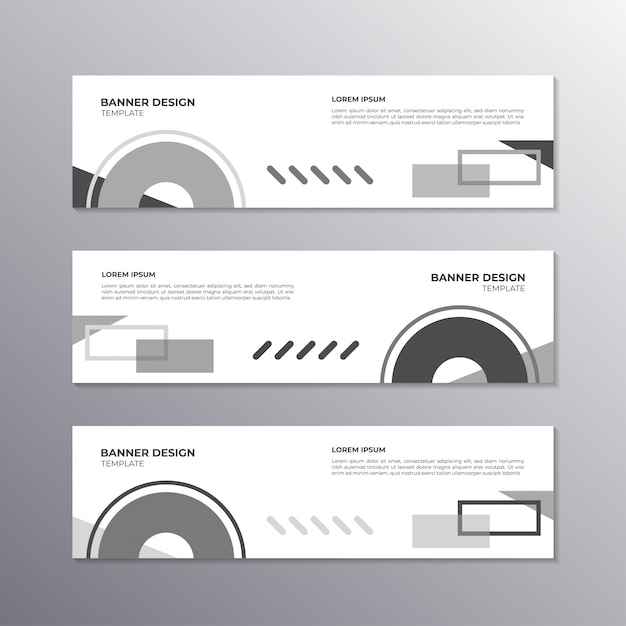 Banner with monochrome minimal design, cool geometric memphis