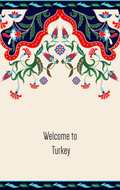 Vettore banner con l'ornamento floreale nazionale della turchia illustrazione vettoriale