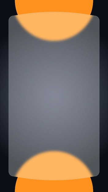 オレンジ色の丸い要素とガラス形態のスタイルのスマートフォンのシルエットのバナー