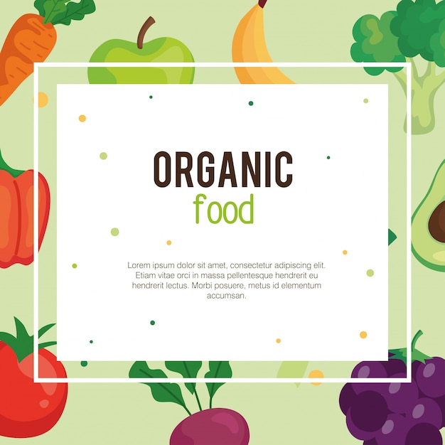 Banner with organic food vegetables, concept healthy food