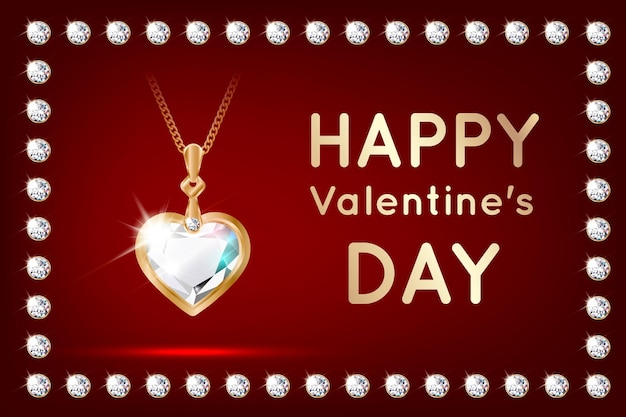Banner con collana pendente a forma di cuore con diamanti regalo di san valentino