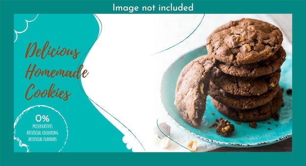 Vector banner with picture of homemade chocolate cookies