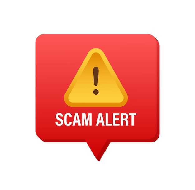 Banner with red scam alert Attention sign Cyber security icon Caution warning sign